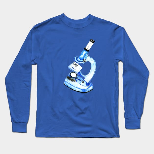 Painted blue microscope Long Sleeve T-Shirt by AnnArtshock